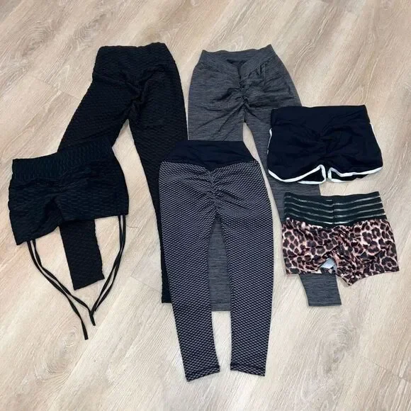 6 Piece Scrunch Butt Workout Lot: Honeycomb, Cheetah XS-Small, Shorts & Leggings - Picture 11 of 11